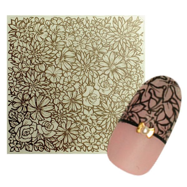 シャレドワ ネイルシール ボタニカルフラワー ブラック