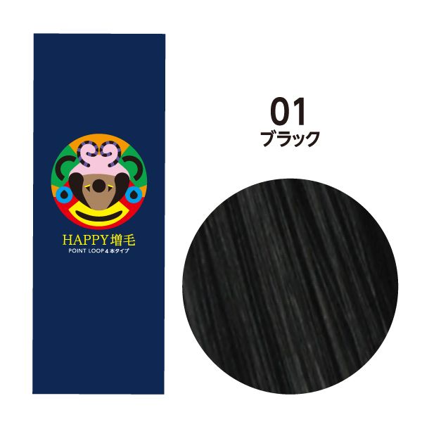HAPPY増毛ポイントループ 1ループ4本タイプ(250束1000本) 30cm 01 ブラック