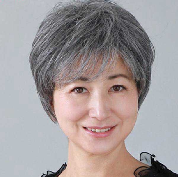 プリシラ ミセス オールウイッグ A-111 ミニマムショート TDGH(ダークグレイヘア)