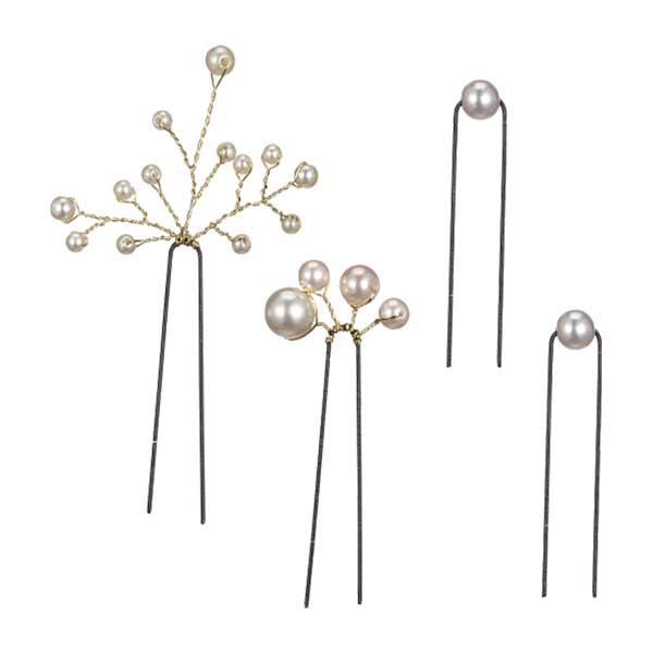 大小パールの髪飾り Uピン 4点セット