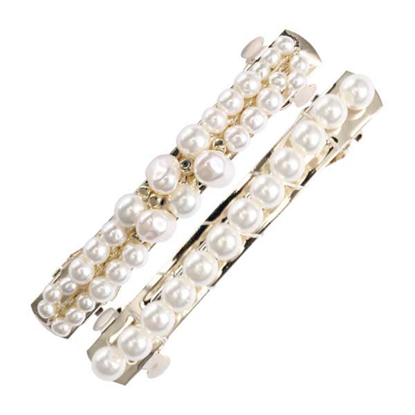 パール付ゴールドバレッタ 2本セット