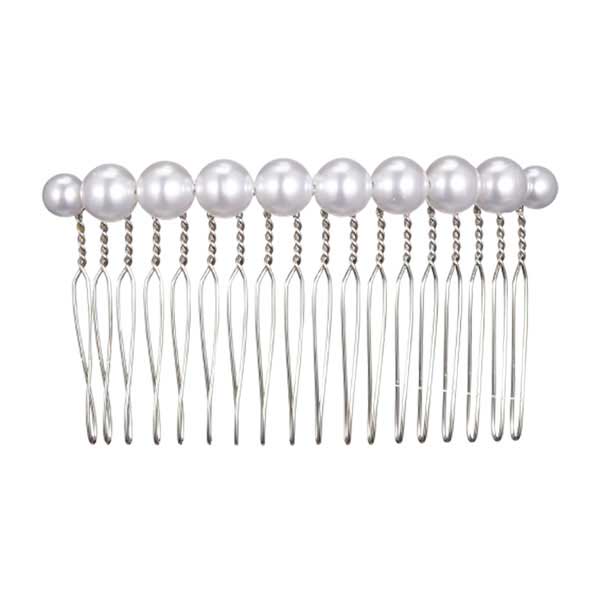 大粒パールの櫛飾り シルバー