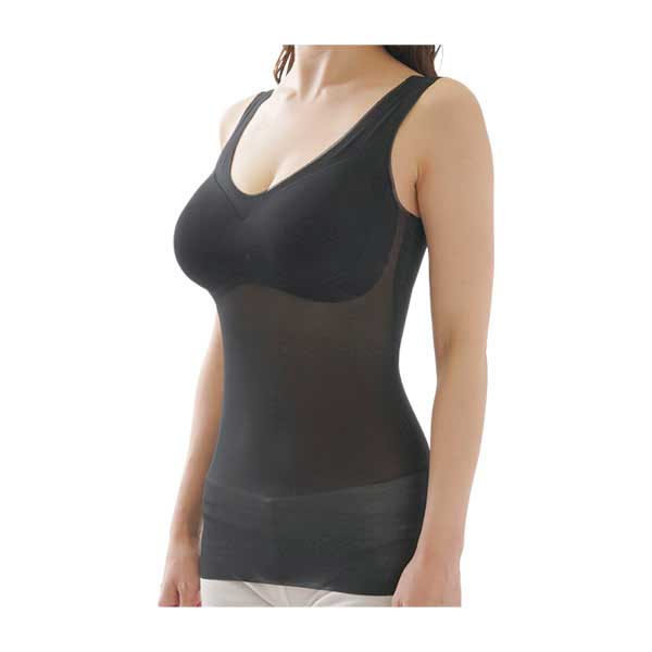 極薄エアースルーキャミ ブラック L-LL