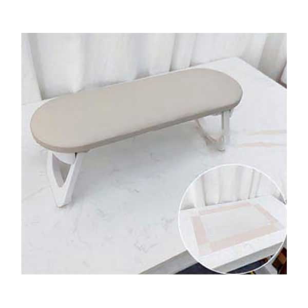 折りたたみアームレスト クッションマット付 丸型 グレージュ