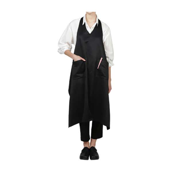 Vネックエプロン　ブラック　L