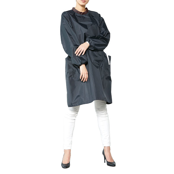 ワコウ 3412ヘアダイエプロン 袖付 ブラック