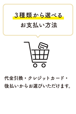3種類から選べるお支払い方法！